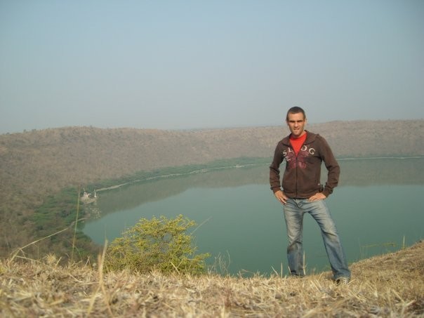 Anton Artemev on the rim of the Lonar impact crater